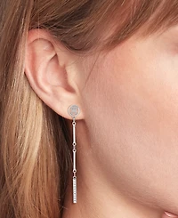 Tommy Hilfiger Logo & Pave Bar Linear Drop Earrings