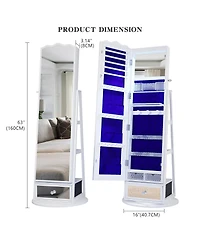 Vlsrka 60° Rotating Full-Length Mirror Jewelry Cabinet with Lights