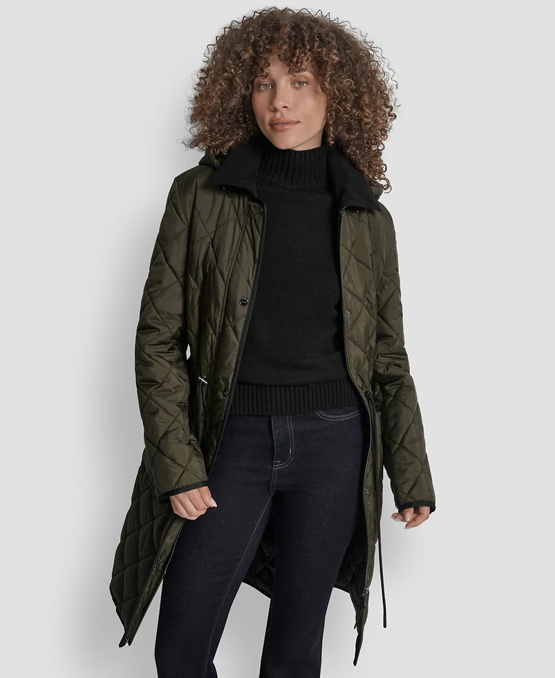 Dkny Women's Corduroy-Collar Quilted Anorak Coat
