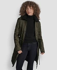 Dkny Women's Corduroy-Collar Quilted Anorak Coat