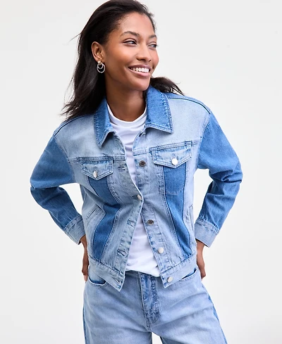 On 34th Women's Two-Tone Denim Trucker Jacket, Macy's Exclusive