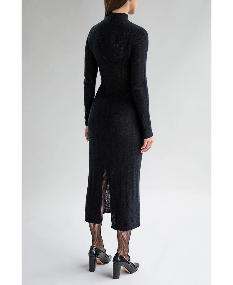Sskein Women's Margot Pointelle Lace Slim Knit Dress