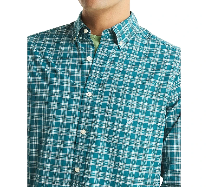 Nautica Men's Long Sleeve Plaid Button-Down Shirt