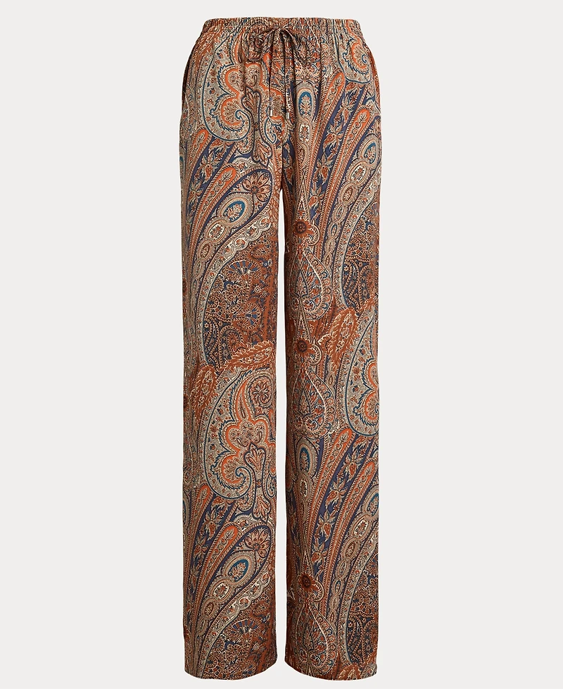 Lauren Ralph Women's Paisley Crepe Wide-Leg Pants