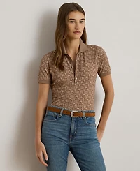 Lauren Ralph Women's Geo-Print Stretch Pique Polo Shirt