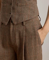 Lauren Ralph Women's Glen Plaid Pleated Cropped Pants