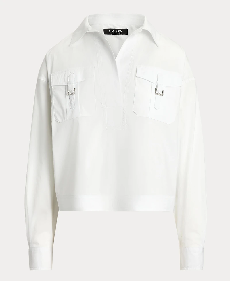 Lauren Ralph Women's Buckle-Trim Cotton-Blend Shirt