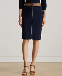 Lauren Ralph Women's Faux-Leather-Trim Ponte Pencil Skirt