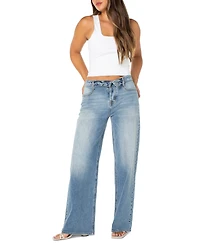 Celebrity Pink Juniors' Slouchy Wide-Leg Foldover-Waist Jeans