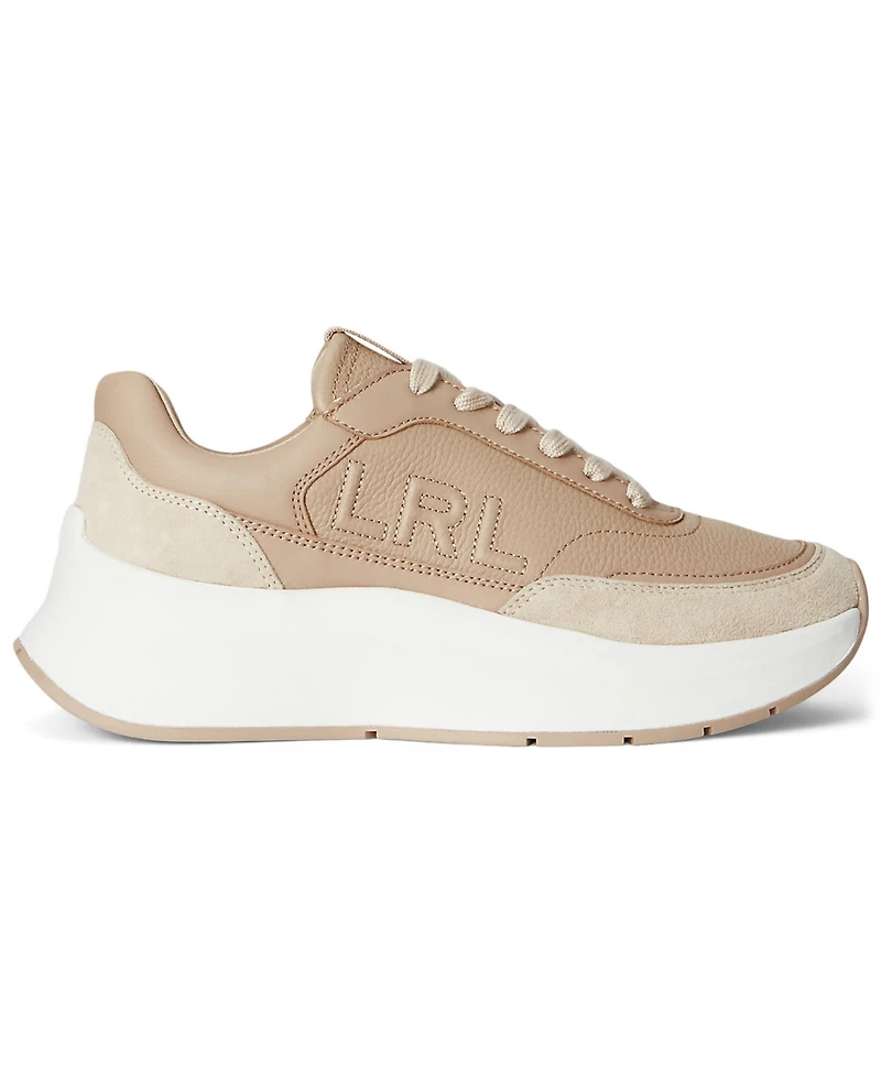 Lauren Ralph Women's Franky Tumbled Leather Sneaker