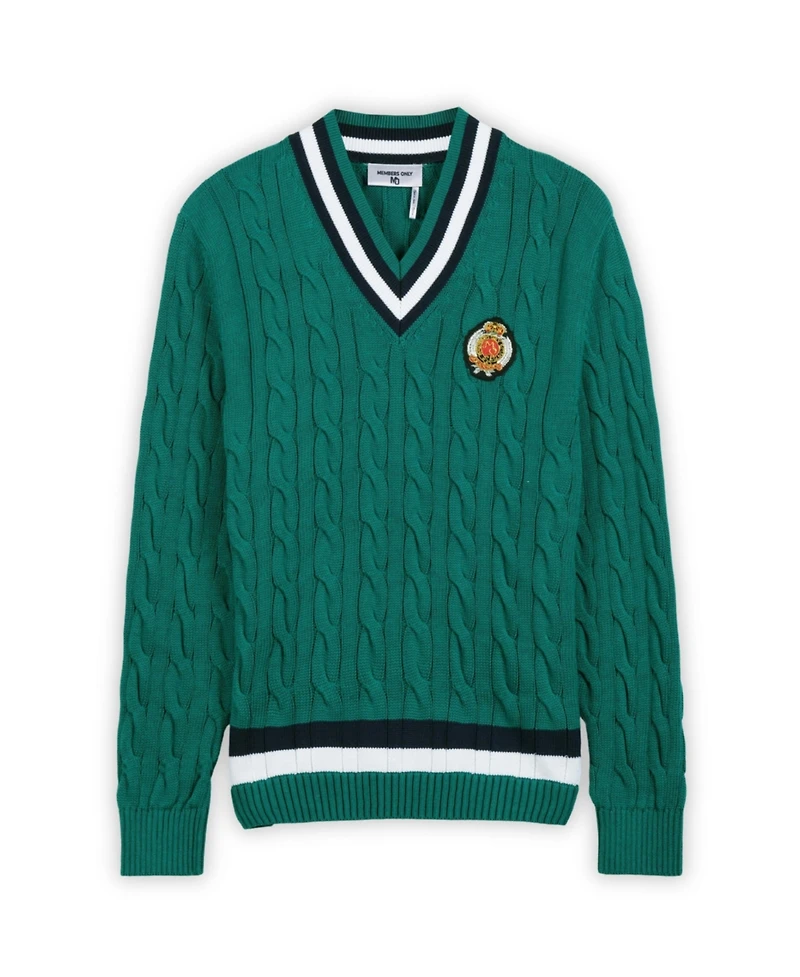 Members Only Men's Cotton Cable Knit Cricket Sweater