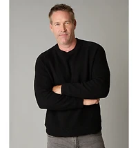 LuxLined Men's Itch-Free Merino Wool Crewneck Sweater with Soft Inner Lining
