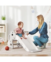 Qaba Kids Slide with Climber and Basketball Hoop, 3-in-1 Baby Slide,