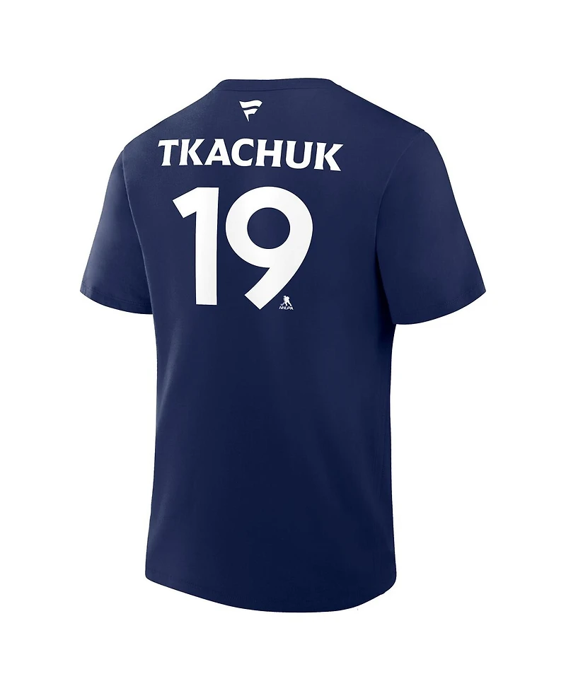 Fanatics Men's Matthew Tkachuk Navy Florida Panthers 2025 Stanley Cup Champions Authentic Pro Name Number T-Shirt