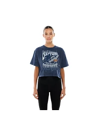 New Era Women's Navy Dallas Cowboys Cropped Boxy Sport Classics Mineral Wash T-Shirt