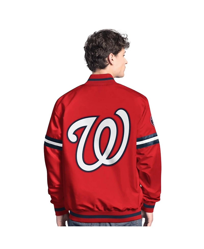 Starter Men's Red Washington Nationals Scout Full-Snap Varsity Jacket