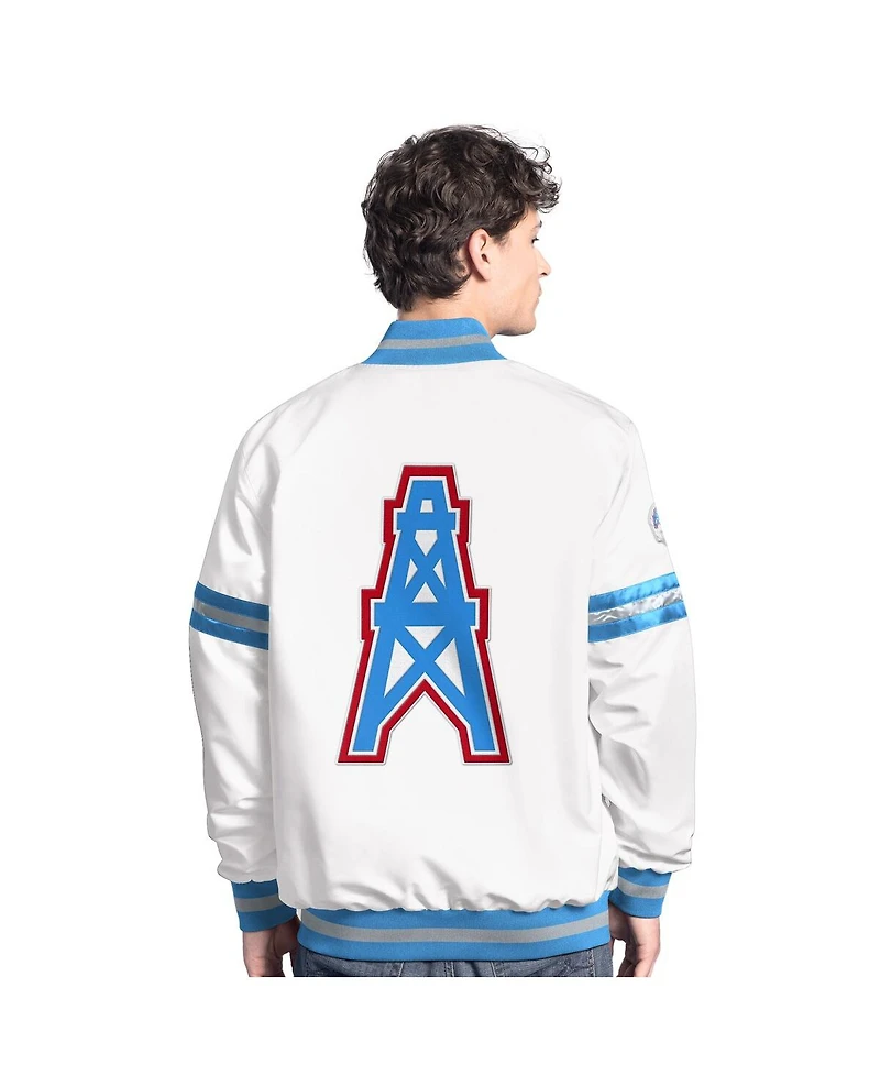 Starter Men's White Houston Oilers Vintage Scout Full-Snap Varsity Jacket