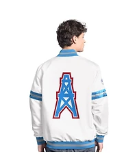 Starter Men's White Houston Oilers Vintage Scout Full-Snap Varsity Jacket