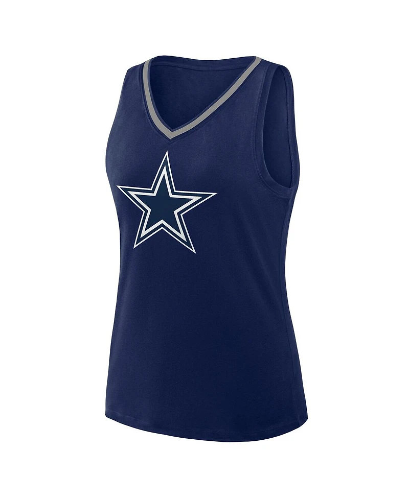 Logo Athletic Women's Navy Dallas Cowboys Stellar Win V-Neck Tank Top