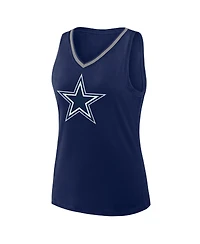 Logo Athletic Women's Navy Dallas Cowboys Stellar Win V-Neck Tank Top