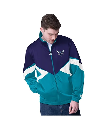 Starter Men's Purple Charlotte Hornets Rush Applique Full-Zip Track Jacket