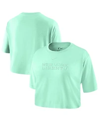 Nike Women's Mint New York Liberty Basketball Tonal Wordmark Cropped T-Shirt