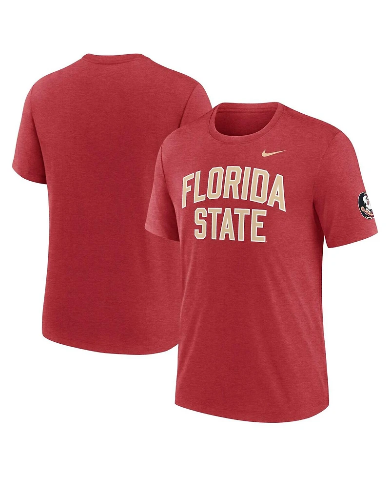 Nike Men's Heather Garnet Florida State Seminoles Campus Collegiate Block Tri-Blend T-Shirt