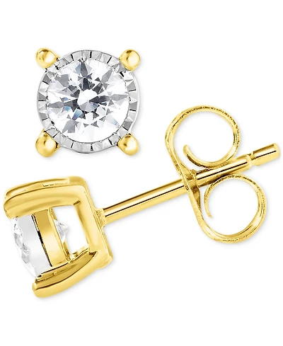 TruMiracle Diamond Solitaire Stud Earrings (1/3 ct. t.w.) in 14k Two Toned Gold