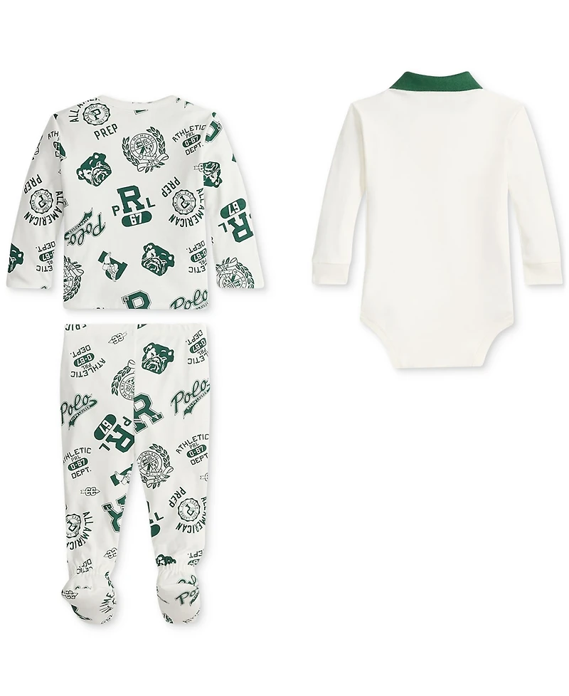 Polo Ralph Lauren Baby Boys Reversible Jacket, Bodysuit & Footed Pant Set