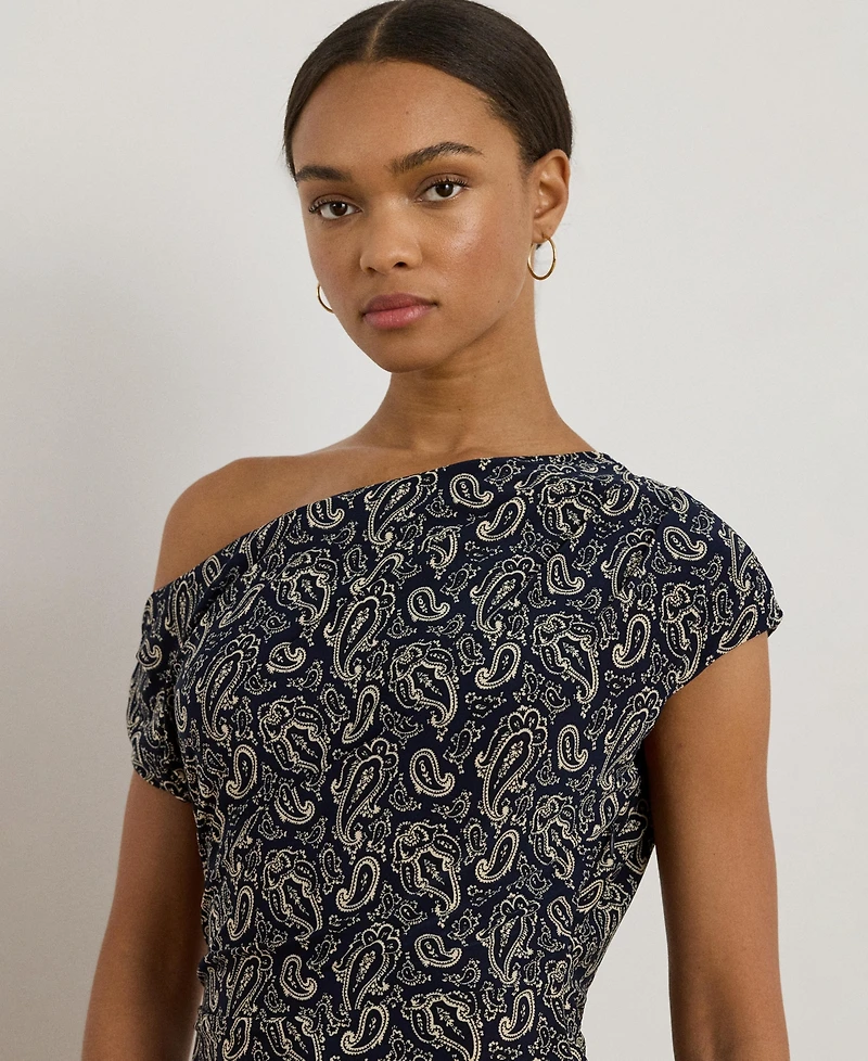 Lauren Ralph Women's Paisley Jersey Off-the-Shoulder Dress