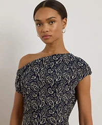 Lauren Ralph Women's Paisley Jersey Off-the-Shoulder Dress