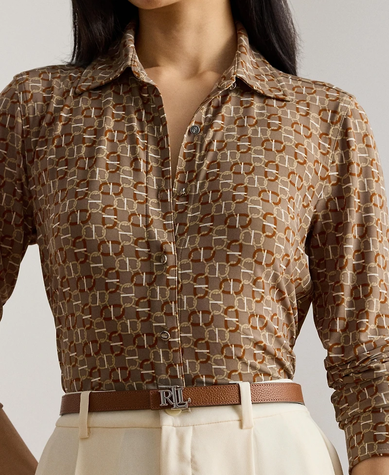 Lauren Ralph Women's Slim-Fit Geo-Print Jersey Shirt