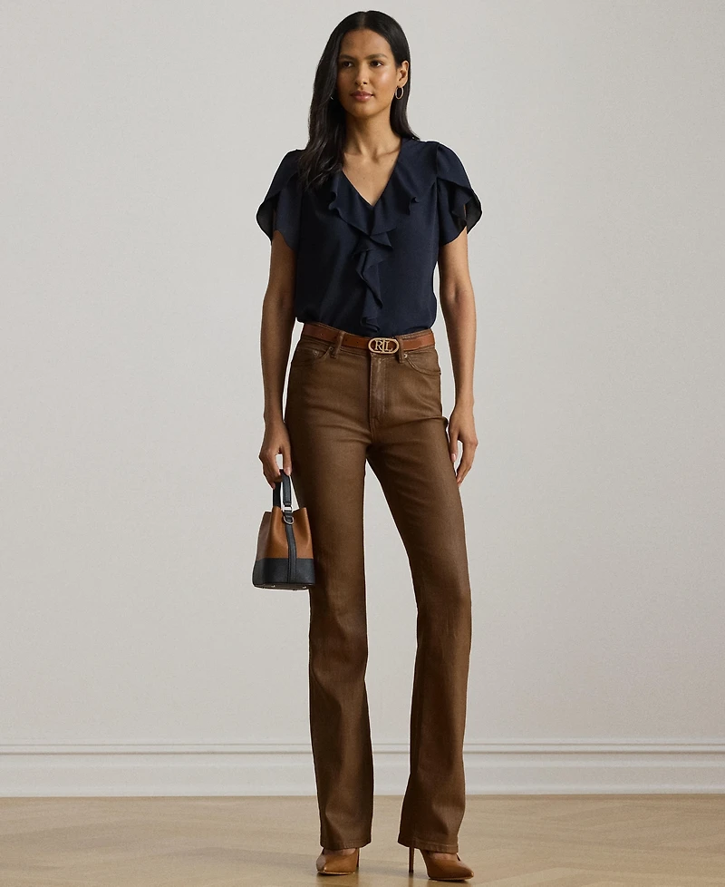Lauren Ralph Women's Ruffle-Trim Georgette Blouse