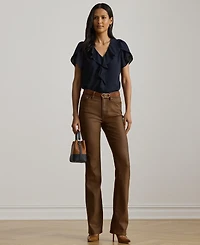 Lauren Ralph Women's Ruffle-Trim Georgette Blouse