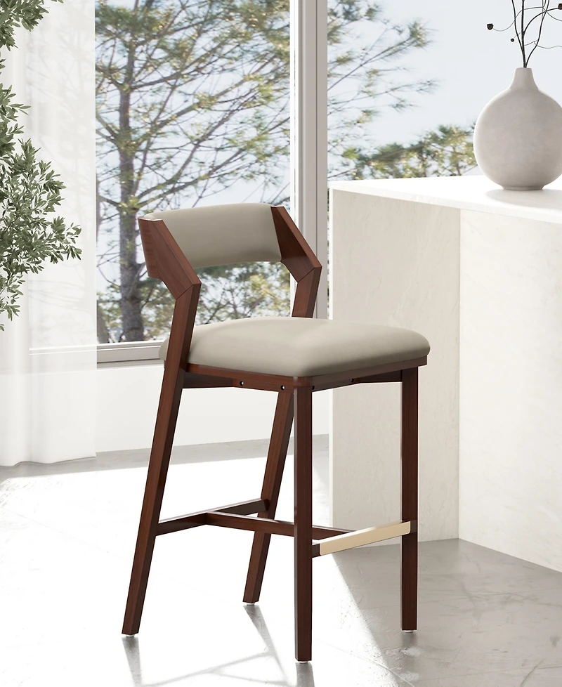 Manhattan Comfort Patricia 39.2" Velvet Upholstered Barstool