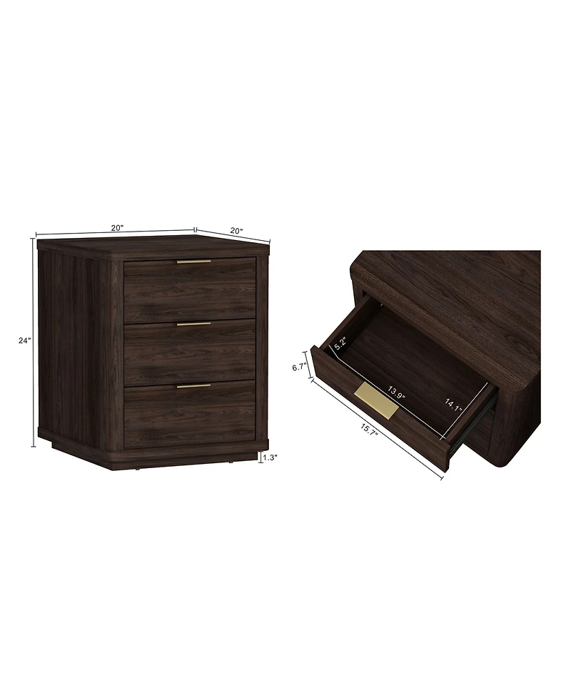Manhattan Comfort Evelyn 20" 3-Drawer Nightstand