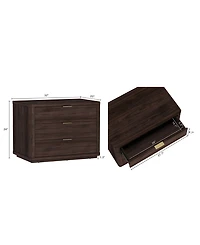 Manhattan Comfort 32" Evelyn Wood 3-Drawer Nightstand