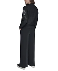 Karl Lagerfeld Paris Women's Patch Long Sleeve Bomber Jacket