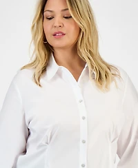 Bar Iii Trendy Plus Collared Button-Front Shirt, Macy's Exclusive