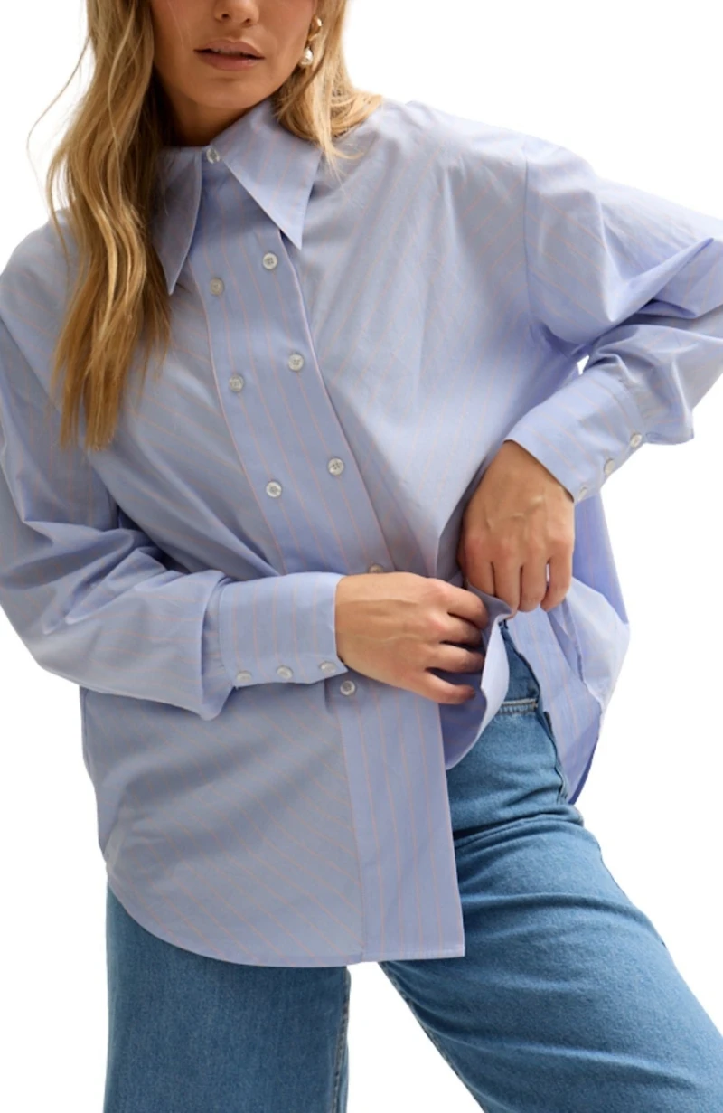 Lily and Lionel London Women's Dapper Double Placket Stripe Shirt