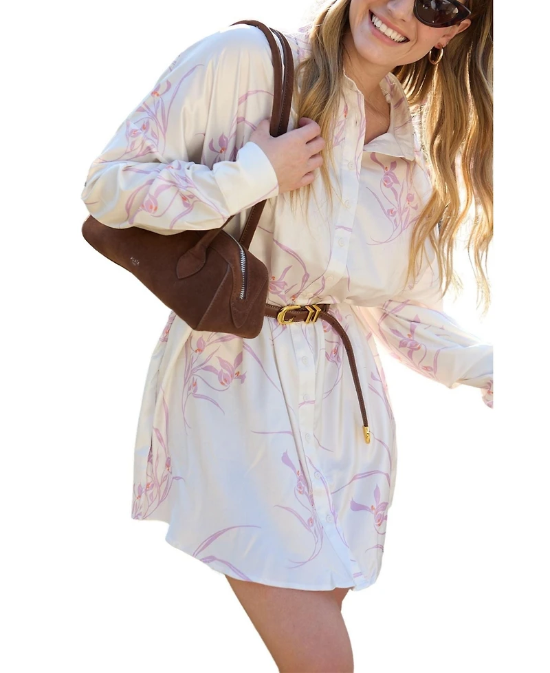 Lily and Lionel London Women's Kristy Button Down Large Floral Shirtdress