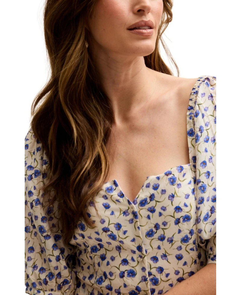 Lily and Lionel London Women's April Button Front Floral Print Midi Dress