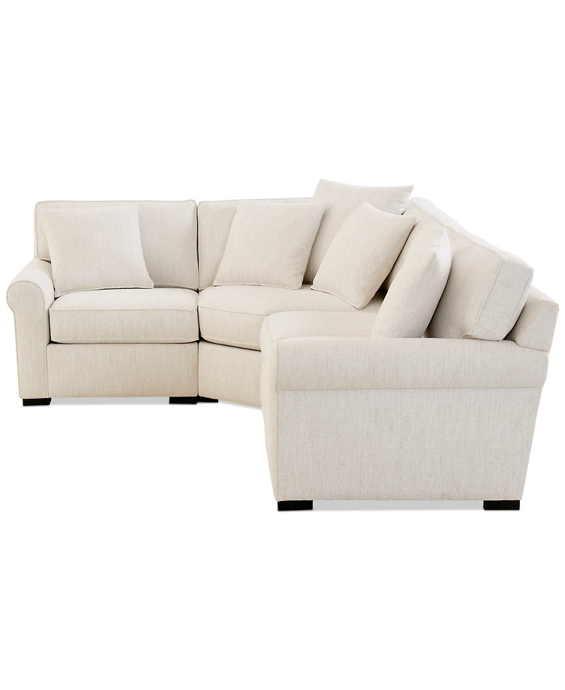 Radley Roll Arm 115" 4-Pc. Fabric L Sectional with Wedge, Exclusively at Macy's