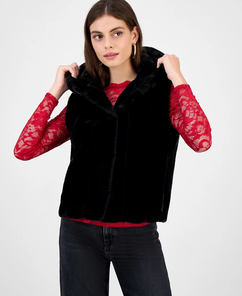 Guess Women's Sophy Faux-Fur Hooded Vest