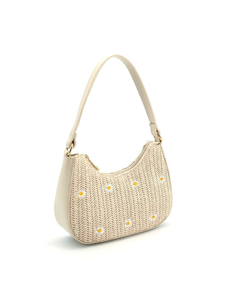 Like Dreams Nyomi Floral Straw Top Handle Shoulder Bag