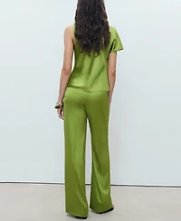 Mango Women's Satin Straight-Fit Pants