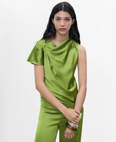 Mango Women's Draped Detail Satin Shirt