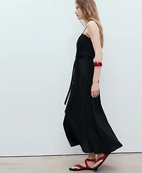 Mango Women's Bow Linen-Blend Dress