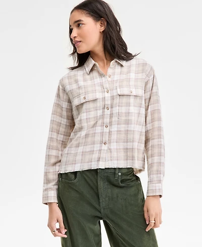 Lucky Brand Women's Plaid Cotton Flannel Button-Front Shirt