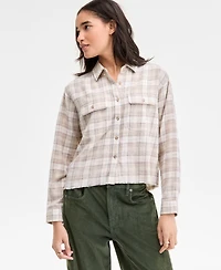 Lucky Brand Women's Plaid Cotton Flannel Button-Front Shirt